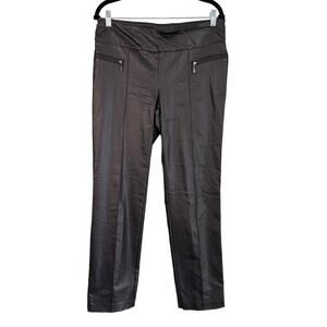 Up! Leggings Womens 12 Moto Biker Pants Zip Pockets Pull On Faux Leather Black